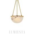 Nowoczesna lampa wisząca z alabastru w kolorze biało-złotym, która doskonale sprawdzi się w salonie, jadalni i eleganckich wnętrzach premium.