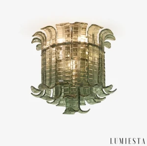 LUMIETSA Żyrandol szklany, wisząca nikiel zielona, MAGIA