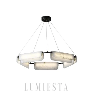 LUMIESTA Żyrandol czarno-biały, alabastrowy DELIA