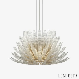 LUMIESTA, Żyrandol szklano, chromowany OMBRA