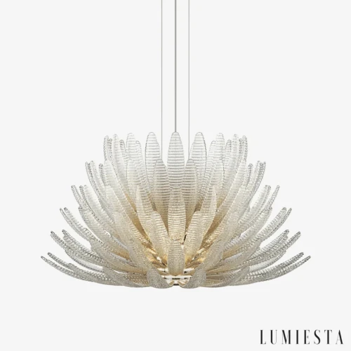 Lampa liniowa CAOWL z białego marmuru i czarnego metalu – eleganckie oświetlenie nad stół lub wyspę kuchenną.