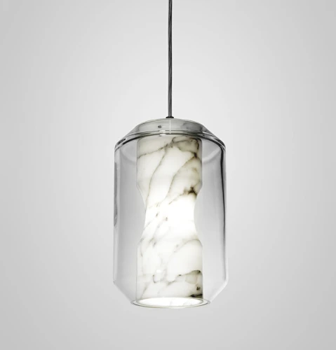 Przezroczysta lampa wisząca z marmurem do wnętrz premium