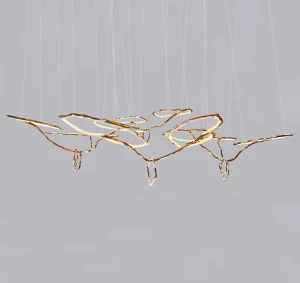 LUMIESTA Lampa wisząca mosiężna biała,  instalacja świetlna CLOUD RINGS