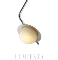 Subtelna lampa wisząca alabastrowa 20 cm w wykończeniu biały + chrom, idealna nad stół, wyspę kuchenną i do eleganckiego salonu premium.