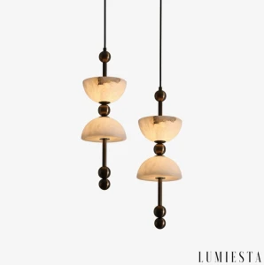 LUMIESTA Lampa wisząca brązowa z kloszami z alabastru, TORINOLUX