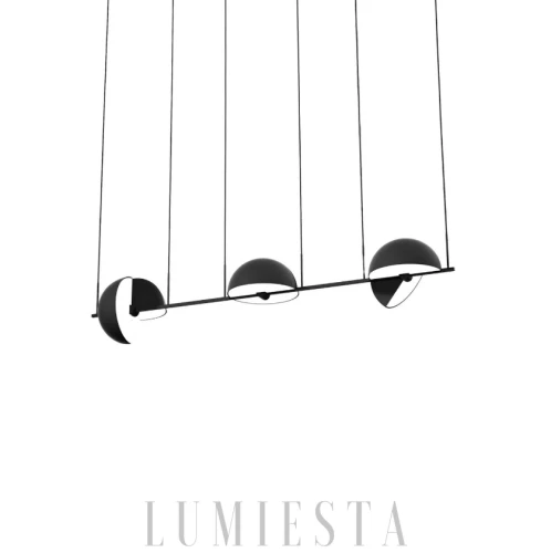 Czarna lampa wisząca aluminiowa Trapeze Triplette 140 cm – nowoczesna lampa LED nad stół i wyspę kuchenną