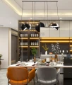 Długa lampa wisząca czarna 140 cm – minimalistyczne oświetlenie jadalni Trapeze Triplette