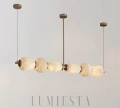 Liniowy żyrandol LED alabaster Liroma – nowoczesne oświetlenie jadalni i salonu