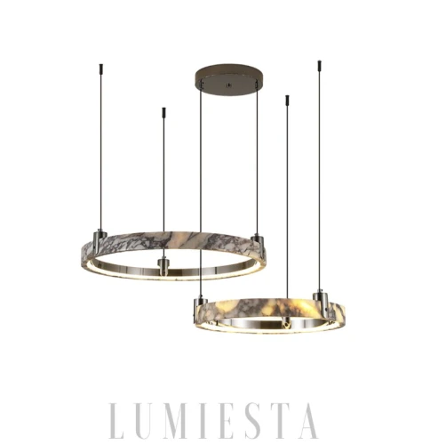 Nowoczesny żyrandol z marmuru – lampa wisząca LED biały czarny