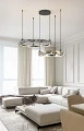 Lampa wisząca marmur i metal – okrągły żyrandol LED