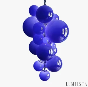 LUMIESTA Żyrandol szklany bańki niebieski, SEGRETO