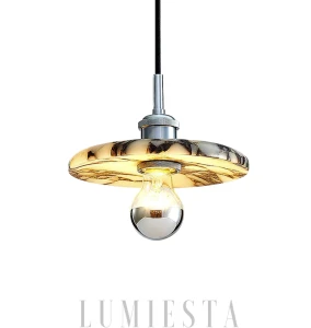 LUMIESTA Okrągła lampa wisząca marmurowa chromowana STRADOVA 