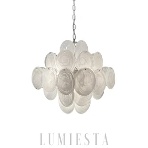 LUMIESTA Żyrandol biały, WENECJA biała szklana lampa wisząca