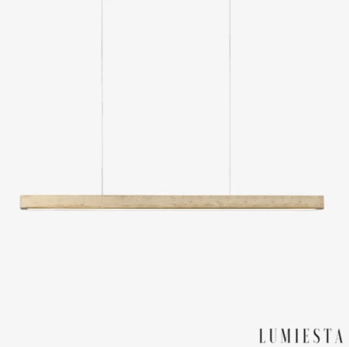 Toledis – elegancka lampa wisząca z żółtego trawertynu i drewna orzechowego.