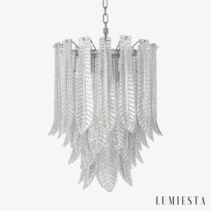 LUMIESTA Żyrandol szklany, nikiel ELEGANZA