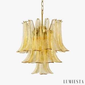 LUMIESTA Żyrandol szklany, złoty LUMINA