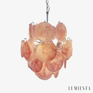 LUMIESTA Żyrandol szklany, różowy nikiel MIMOSA
